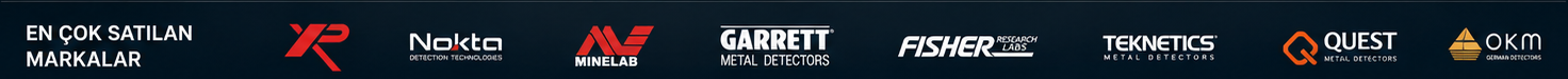 En çok satılan dedektör markaları: XP, Nokta, Minelab, Garrett, Fisher, Teknetics, Quest, OKM